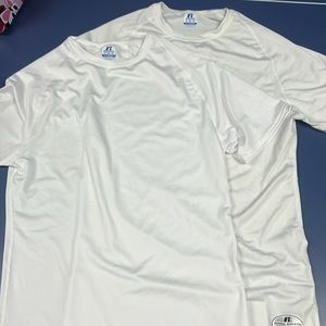2 white t shirts Russell xl.  Athletic